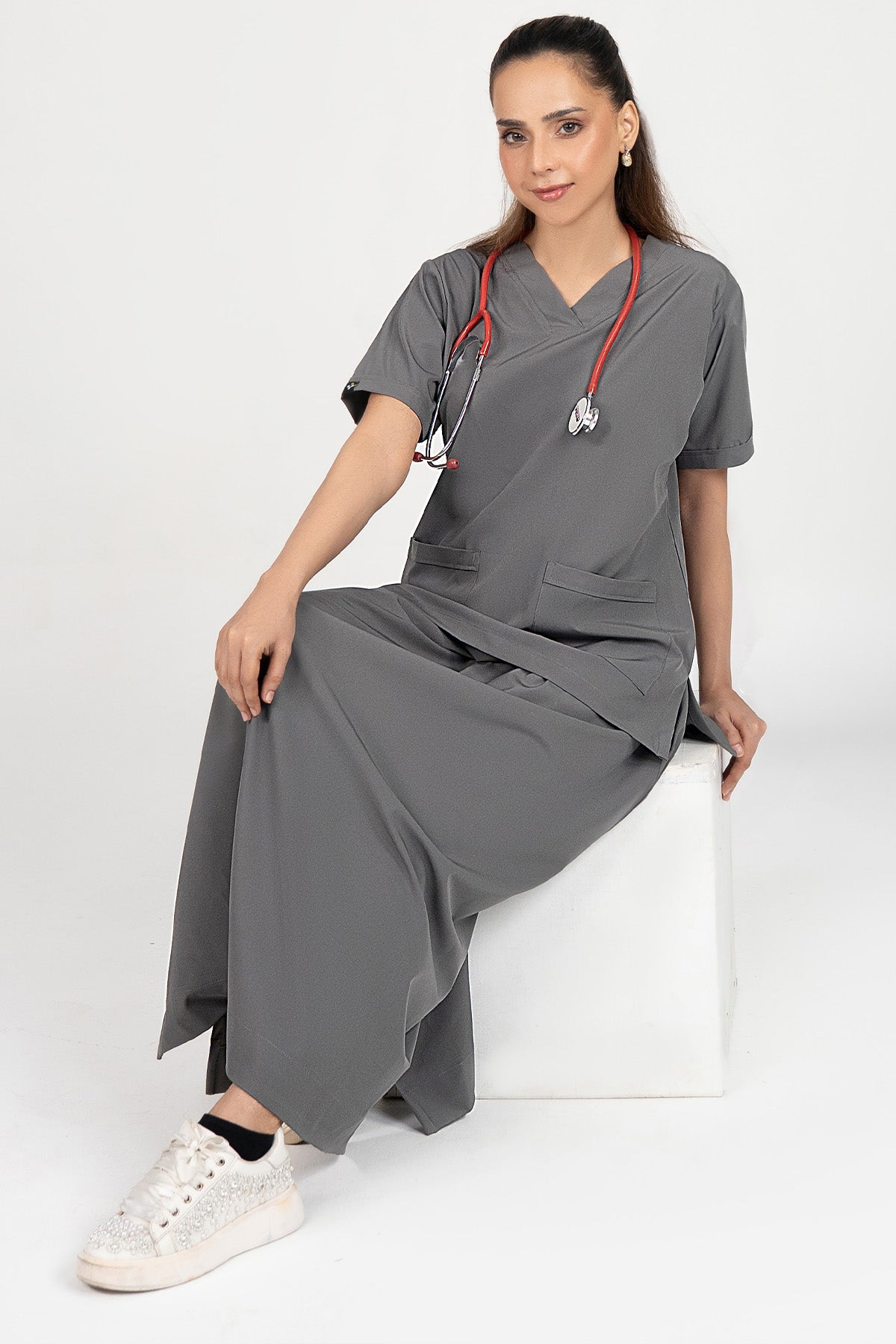 Velora Long Skirt - Grey enamels-online
