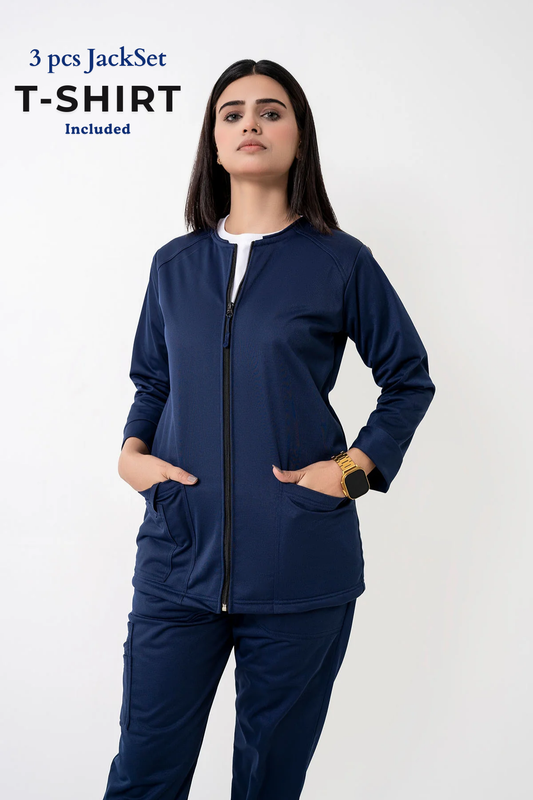 3 Pcs Jackset - white T Shirt included - Navy Women enamels-online