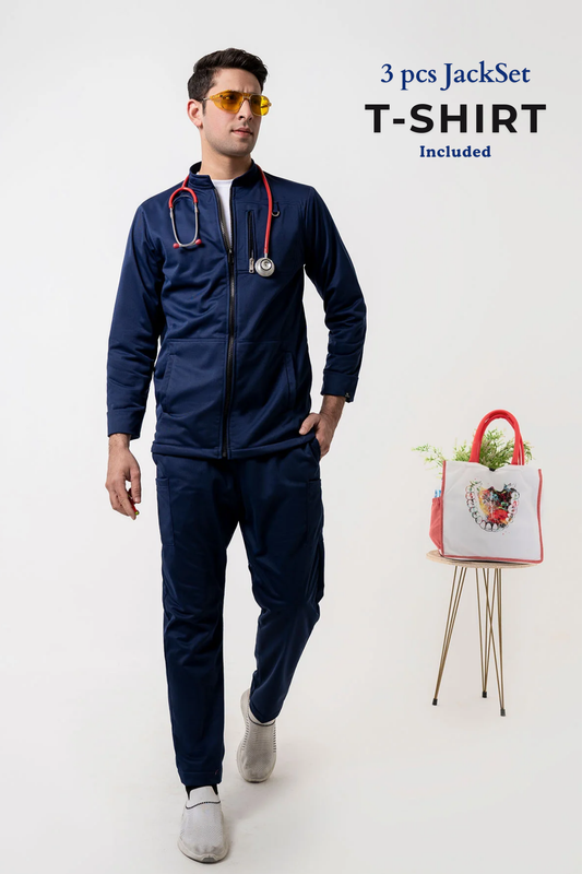 3 Pcs Jackset - white T Shirt included - Navy Men enamels-online