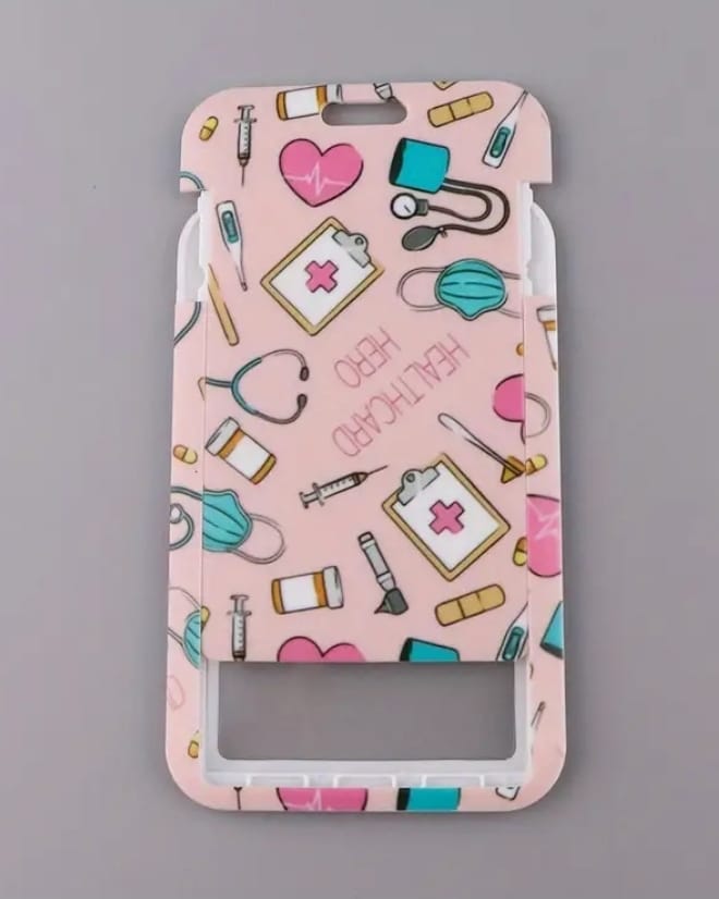 Vertical Card Holder – Hospital Theme Pink for ID Use enamels-online