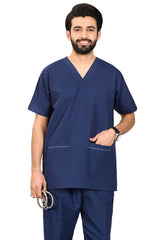 Basic Navy Poly Viscose-Men-Functional Scrubs