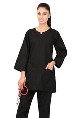 Basic Black-Women PolyViscose-functional scrubs-1