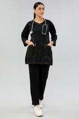 Trender black winter medical scrubs for women by Enamels
