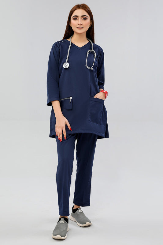 Trender navy Wave winter scrubs for women by Enamels