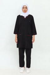 FATIMA LONGLINE BLACK SCRUBS