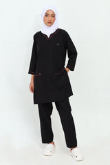 FATIMA LONGLINE BLACK SCRUBS