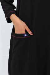 FATIMA LONGLINE BLACK SCRUBS