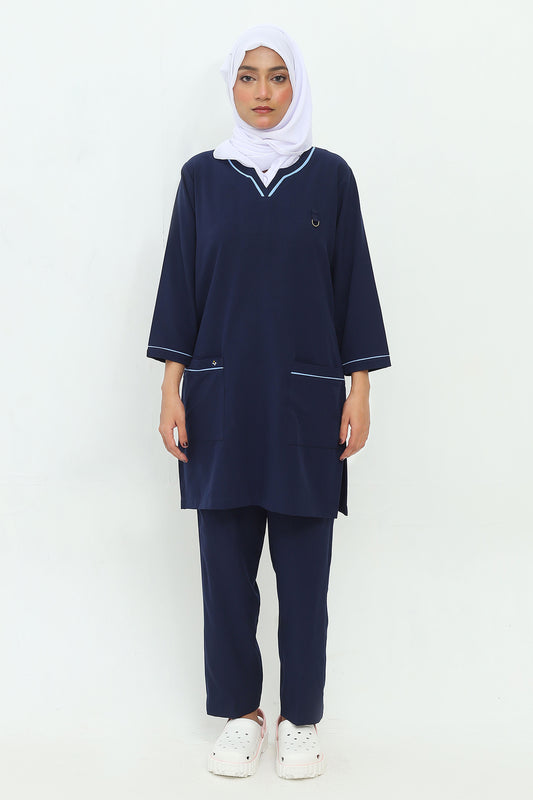 FATIMA LONGLINE NAVY SCRUBS