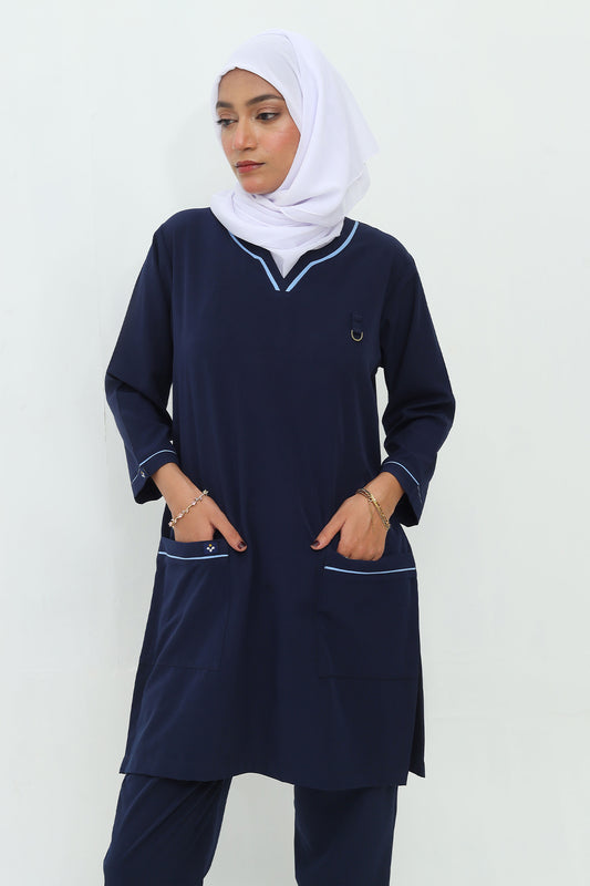FATIMA LONGLINE NAVY SCRUBS