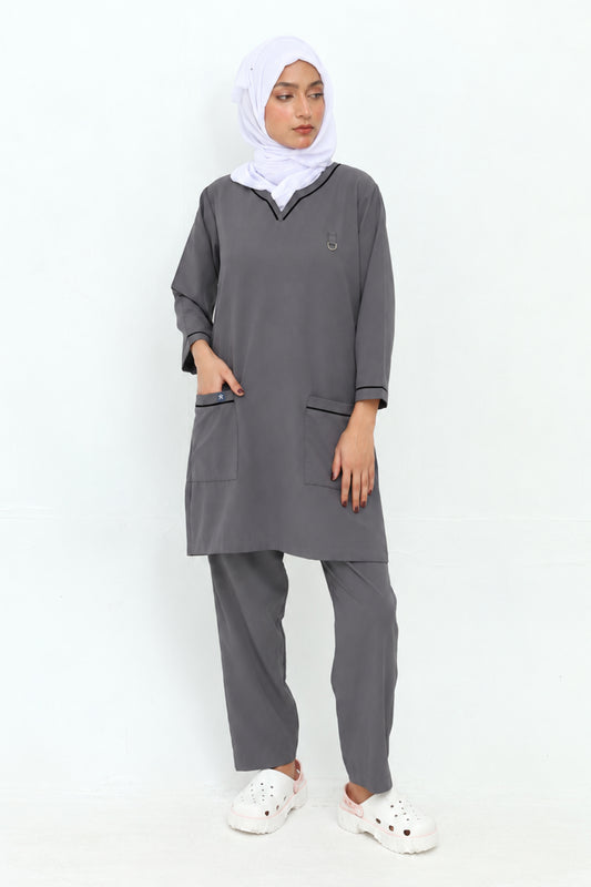 FATIMA LONGLINE GREY SCRUBS