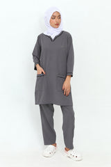 FATIMA LONGLINE GREY SCRUBS