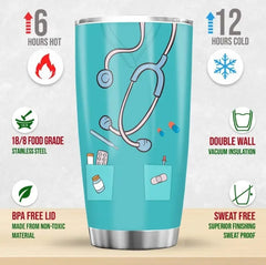 Stainless Steel Nurse Appreciation Tumbler Leak-Proof Travel Coffee Mug with Lid