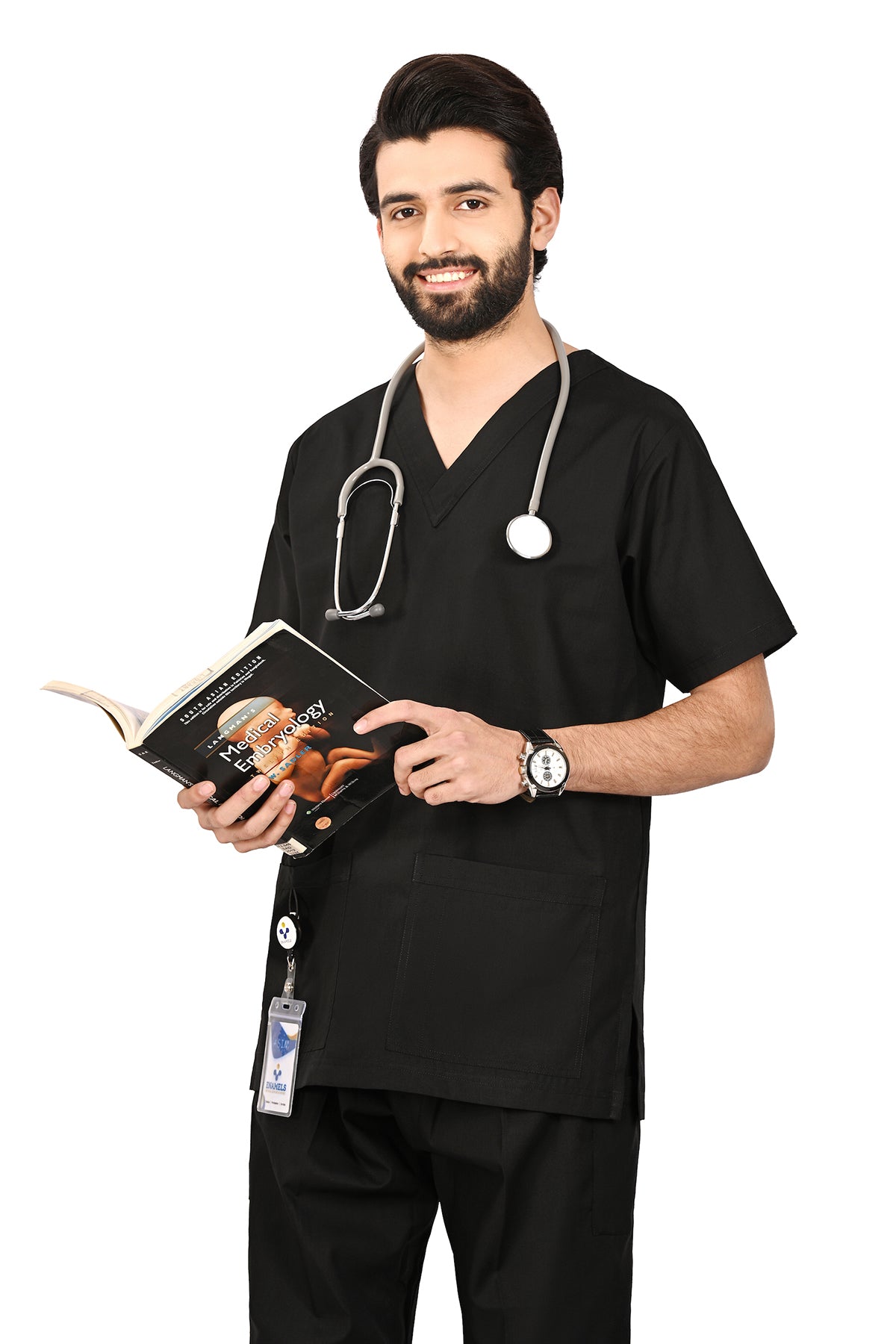 Basic Black- Men PolyViscose-functional scrubs-1